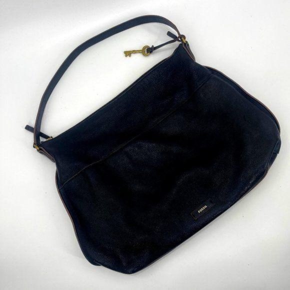 Fossil Handbags - Fossil Black Soft Leather Hobo Medium Shoulder Bag